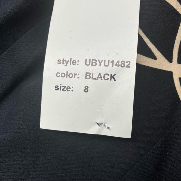 David Miester Dress Sz 8 Black Sheath Sleeveless Geometric Print Career Unworn - Picture 9 of 16